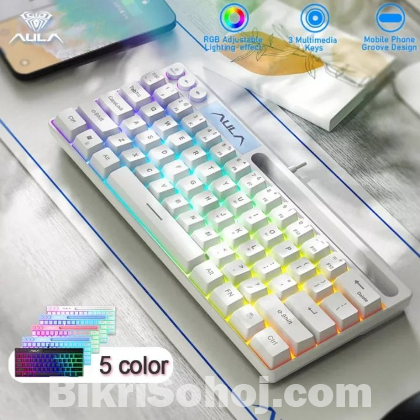 AULA WIND F3061 MEMBRANE RGB TKL WIRED SILICONE KEYBOARD